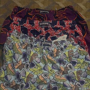 Vilebrequin Three-Pack Printed Swim Shorts in Purple, Red, and Pastel Multicolor